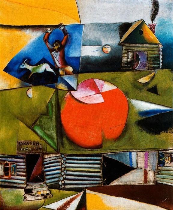 russo villaggio sotto il luna, 1911 di Marc Chagall (1887-1985 ...